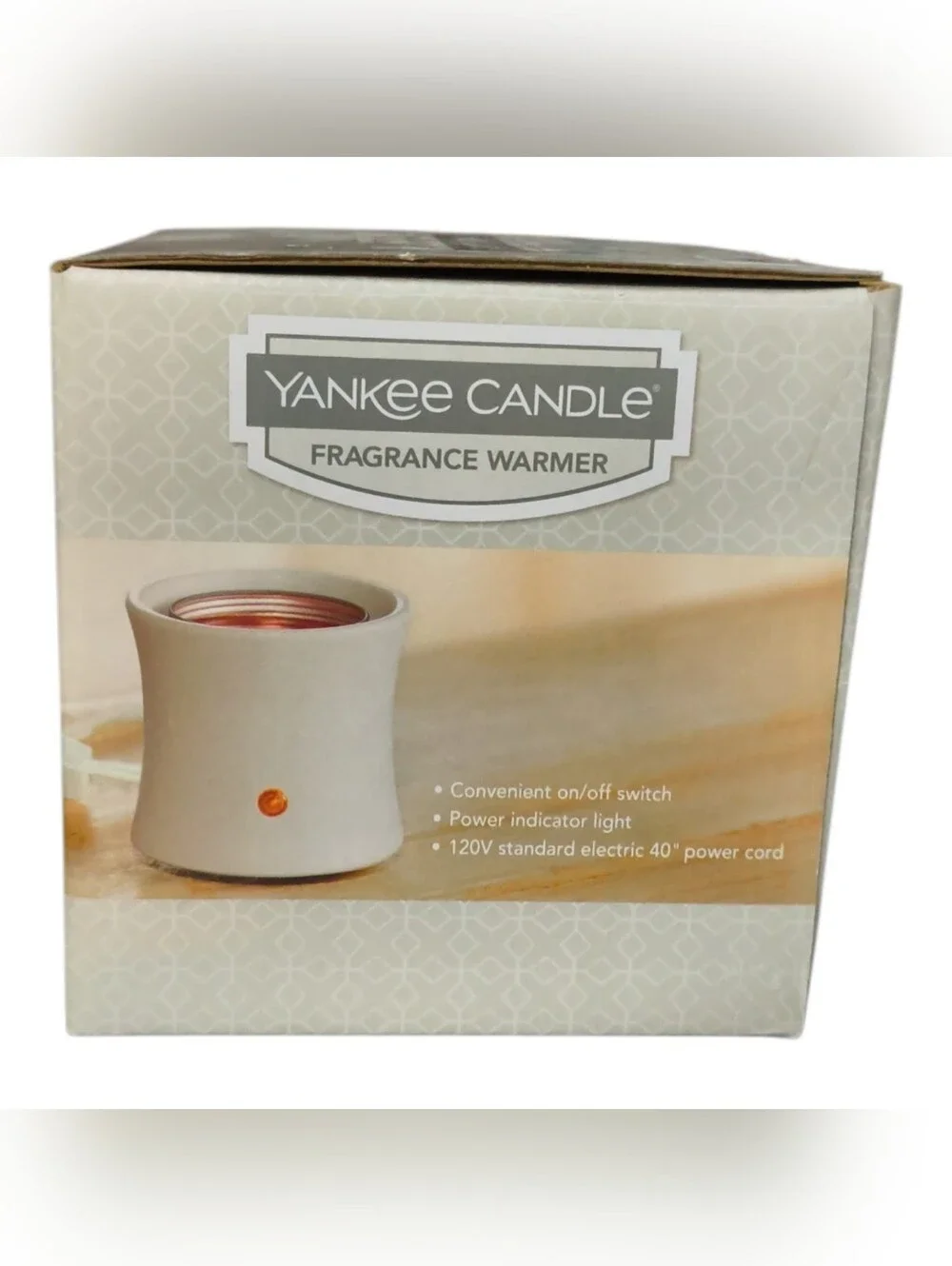 Yankee Candle Neutral Ceramic Warmer with Pink Gel Tin